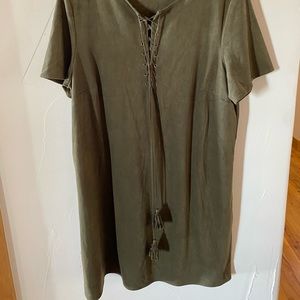 Daniel Rainn Green Suede Dress